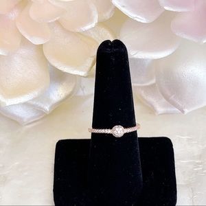 Rose Gold Plated 925 S Mini CZ Dome Thin Ring 7.25